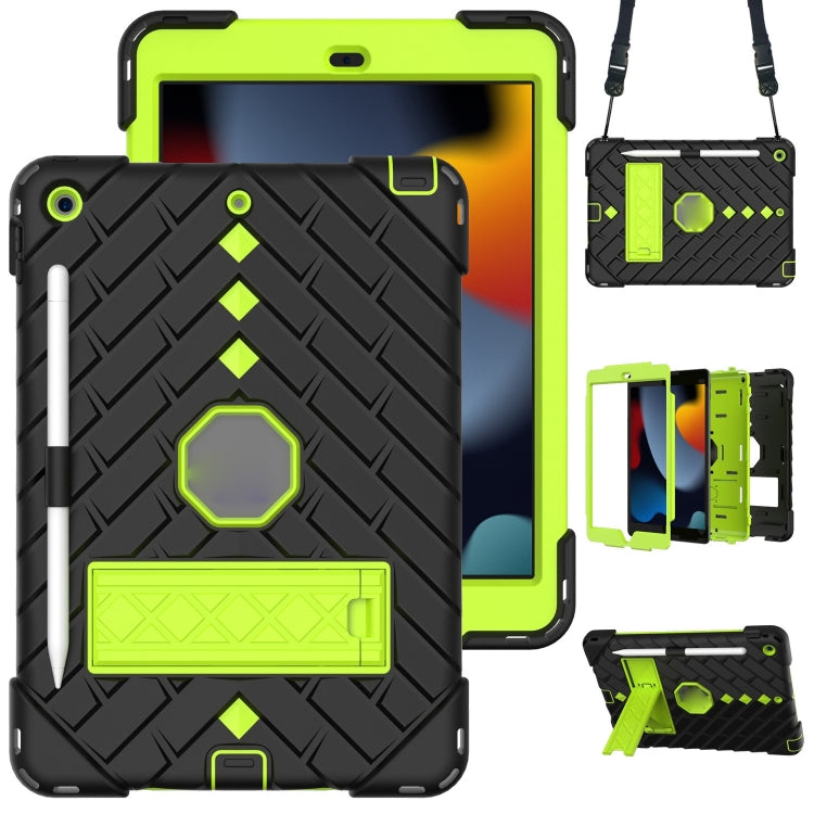 For iPad 10.2 2021 / 2020 / 2019 Shockproof Rhombus Robot PC + Silicone Protective Case with Holder & Shoulder Strap