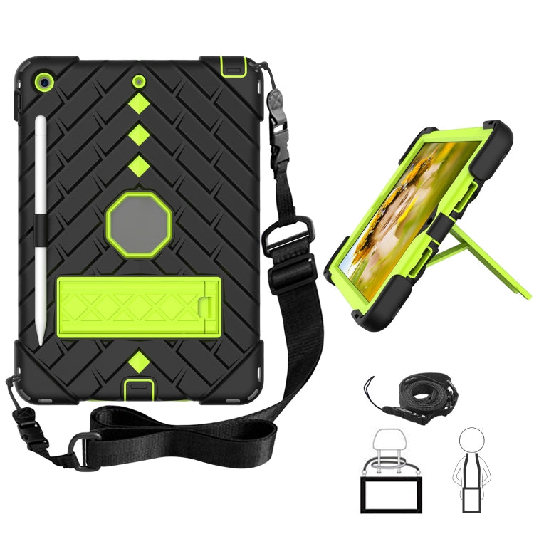 For iPad 10.2 2021 / 2020 / 2019 Shockproof Rhombus Robot PC + Silicone Protective Case with Holder & Shoulder Strap