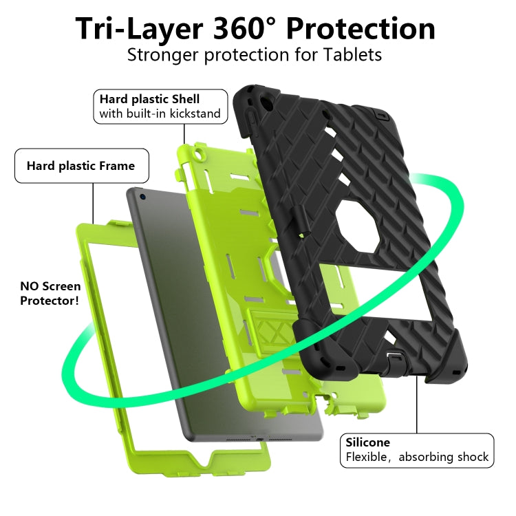 For iPad 10.2 2021 / 2020 / 2019 Shockproof Rhombus Robot PC + Silicone Protective Case with Holder & Shoulder Strap