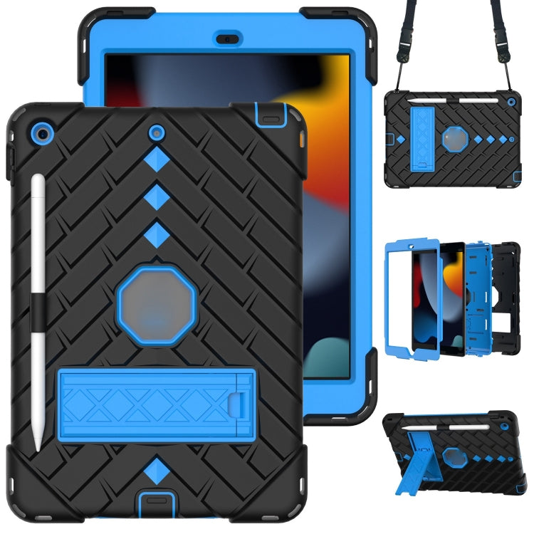 For iPad 10.2 2021 / 2020 / 2019 Shockproof Rhombus Robot PC + Silicone Protective Case with Holder & Shoulder Strap
