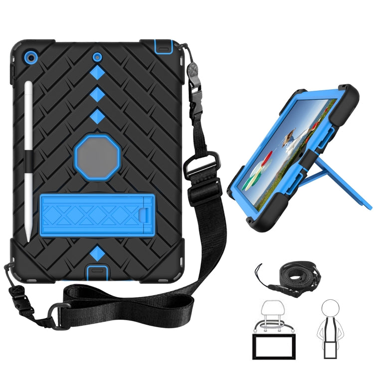 For iPad 10.2 2021 / 2020 / 2019 Shockproof Rhombus Robot PC + Silicone Protective Case with Holder & Shoulder Strap