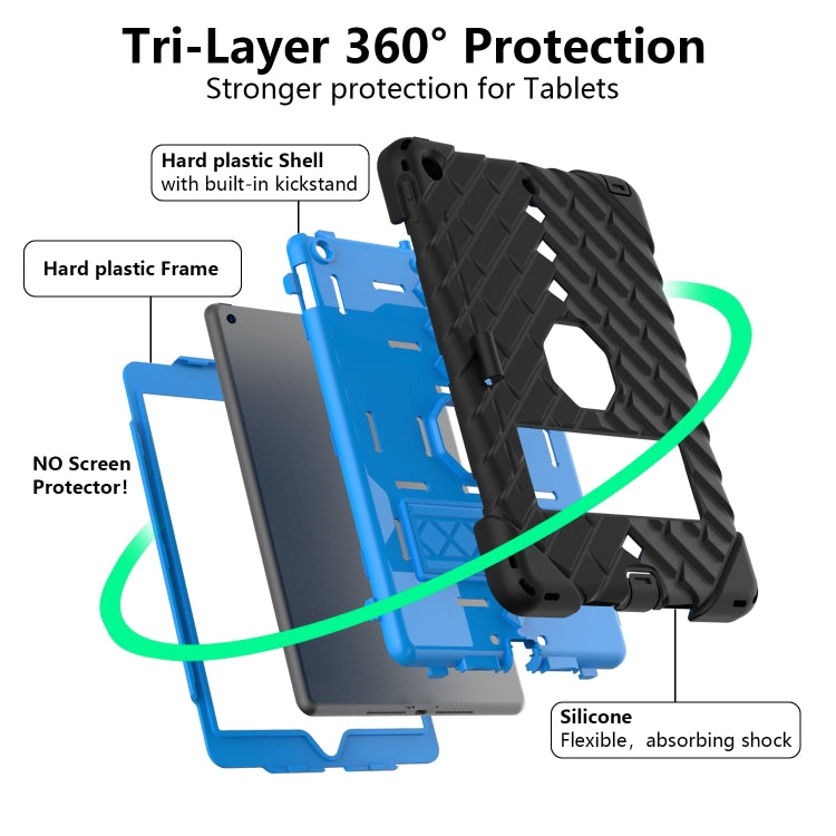 For iPad 10.2 2021 / 2020 / 2019 Shockproof Rhombus Robot PC + Silicone Protective Case with Holder & Shoulder Strap