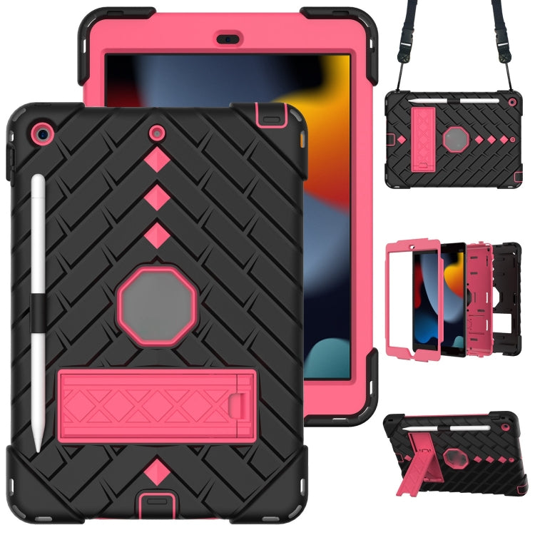For iPad 10.2 2021 / 2020 / 2019 Shockproof Rhombus Robot PC + Silicone Protective Case with Holder & Shoulder Strap