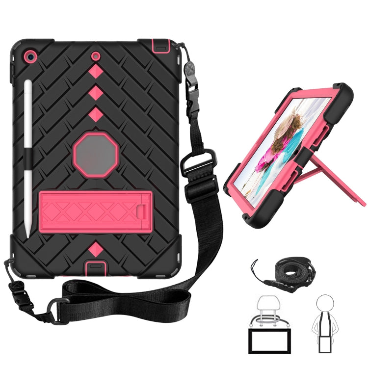 For iPad 10.2 2021 / 2020 / 2019 Shockproof Rhombus Robot PC + Silicone Protective Case with Holder & Shoulder Strap