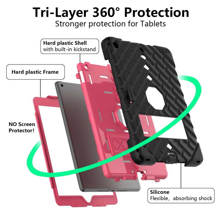 For iPad 10.2 2021 / 2020 / 2019 Shockproof Rhombus Robot PC + Silicone Protective Case with Holder & Shoulder Strap