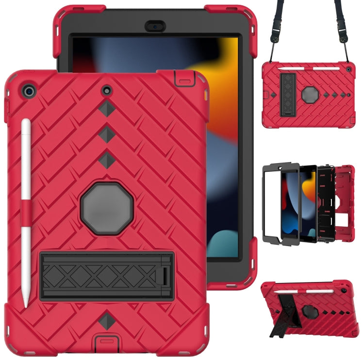 For iPad 10.2 2021 / 2020 / 2019 Shockproof Rhombus Robot PC + Silicone Protective Case with Holder & Shoulder Strap