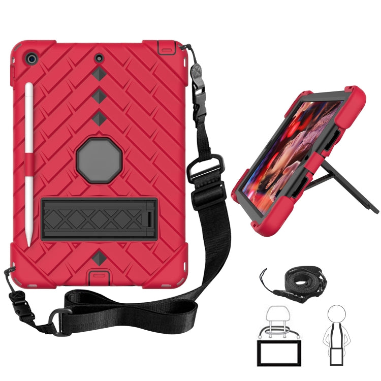 For iPad 10.2 2021 / 2020 / 2019 Shockproof Rhombus Robot PC + Silicone Protective Case with Holder & Shoulder Strap