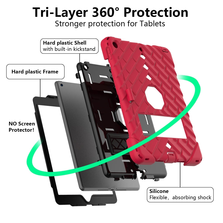 For iPad 10.2 2021 / 2020 / 2019 Shockproof Rhombus Robot PC + Silicone Protective Case with Holder & Shoulder Strap
