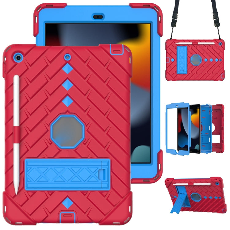 For iPad 10.2 2021 / 2020 / 2019 Shockproof Rhombus Robot PC + Silicone Protective Case with Holder & Shoulder Strap