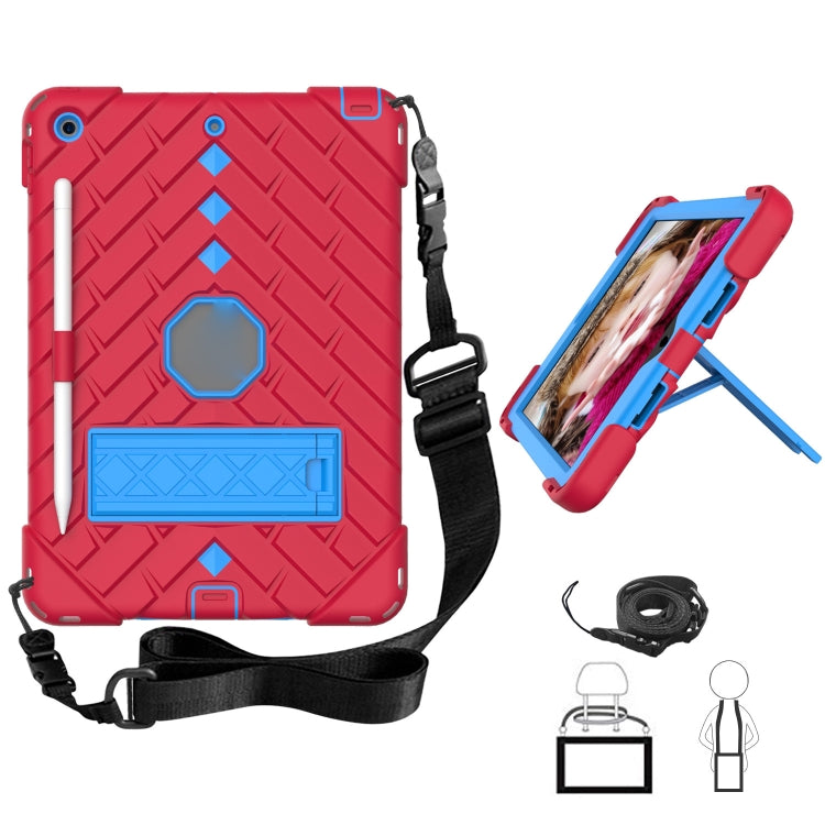For iPad 10.2 2021 / 2020 / 2019 Shockproof Rhombus Robot PC + Silicone Protective Case with Holder & Shoulder Strap
