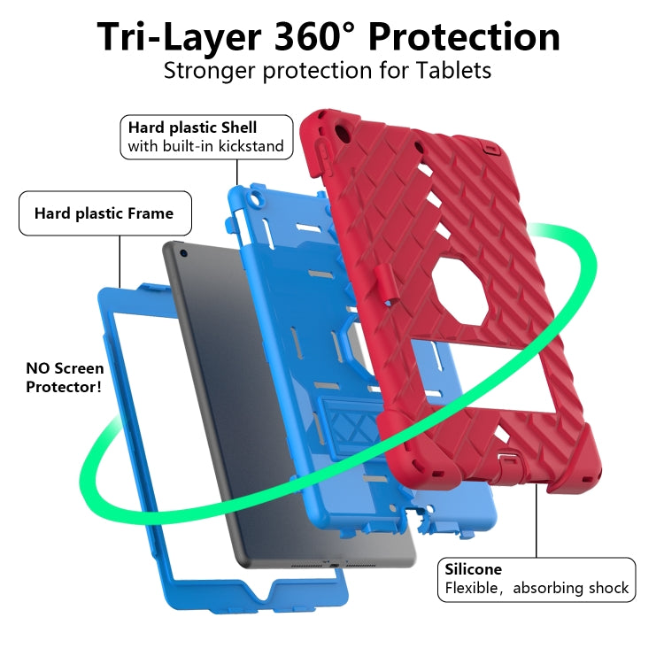 For iPad 10.2 2021 / 2020 / 2019 Shockproof Rhombus Robot PC + Silicone Protective Case with Holder & Shoulder Strap