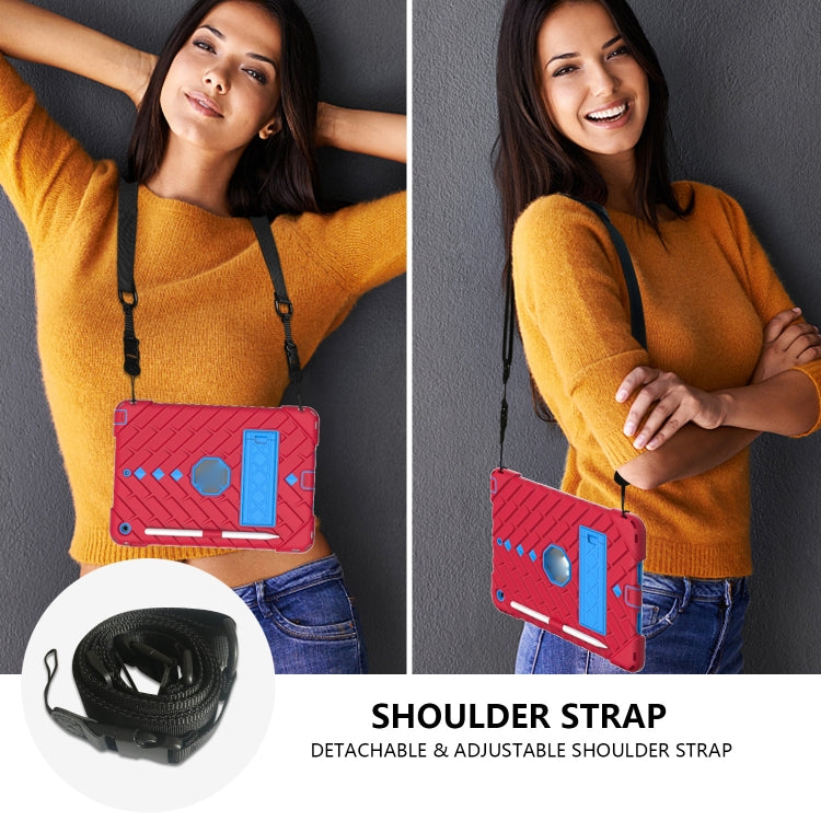 For iPad 10.2 2021 / 2020 / 2019 Shockproof Rhombus Robot PC + Silicone Protective Case with Holder & Shoulder Strap
