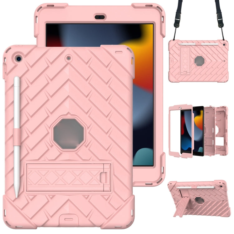 For iPad 10.2 2021 / 2020 / 2019 Shockproof Rhombus Robot PC + Silicone Protective Case with Holder & Shoulder Strap