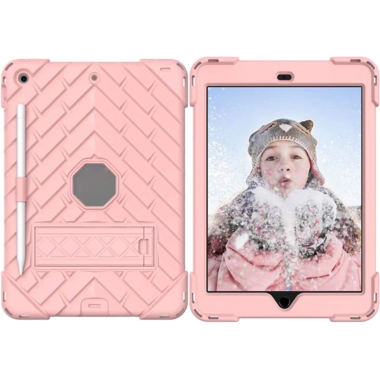 For iPad 10.2 2021 / 2020 / 2019 Shockproof Rhombus Robot PC + Silicone Protective Case with Holder & Shoulder Strap