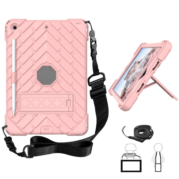 For iPad 10.2 2021 / 2020 / 2019 Shockproof Rhombus Robot PC + Silicone Protective Case with Holder & Shoulder Strap