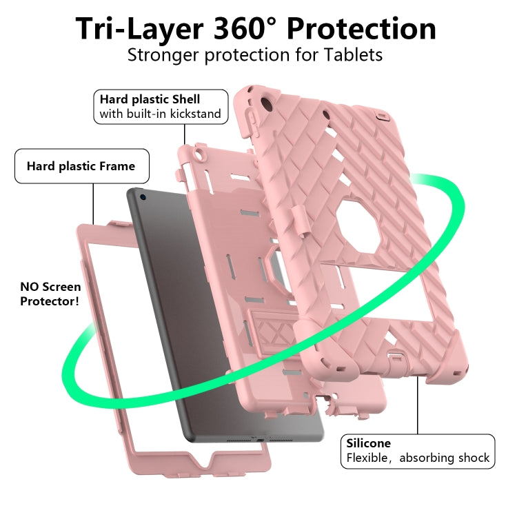 For iPad 10.2 2021 / 2020 / 2019 Shockproof Rhombus Robot PC + Silicone Protective Case with Holder & Shoulder Strap