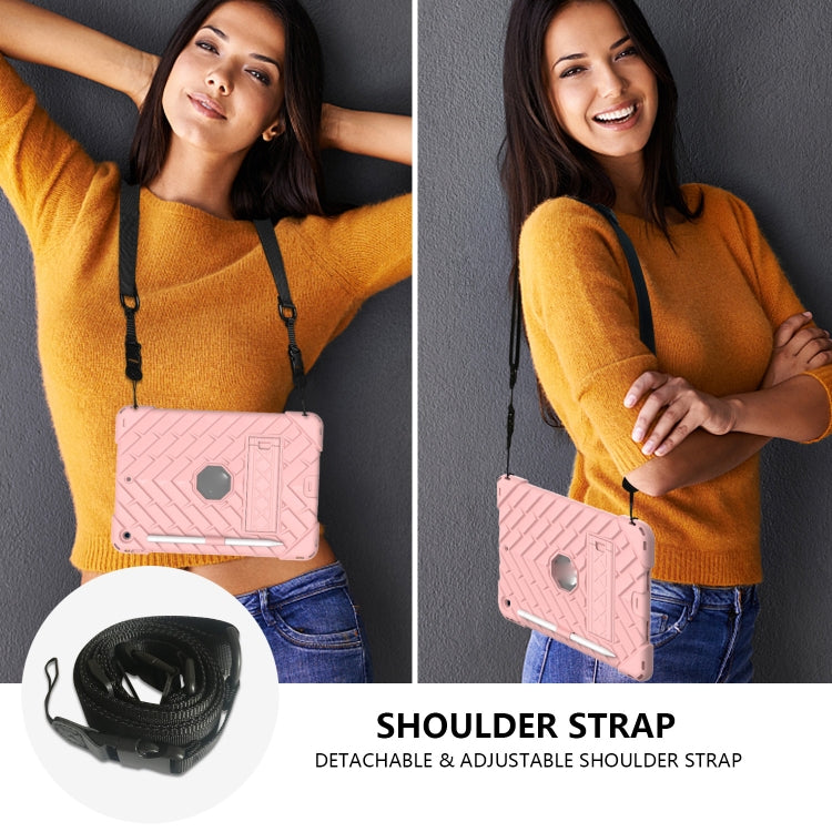 For iPad 10.2 2021 / 2020 / 2019 Shockproof Rhombus Robot PC + Silicone Protective Case with Holder & Shoulder Strap