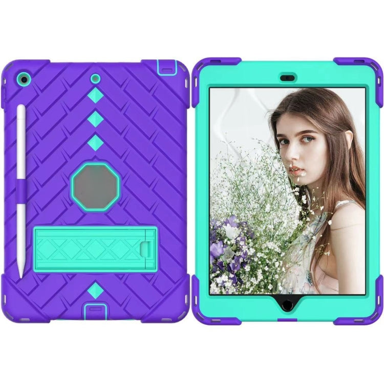 For iPad 10.2 2021 / 2020 / 2019 Shockproof Rhombus Robot PC + Silicone Protective Case with Holder & Shoulder Strap