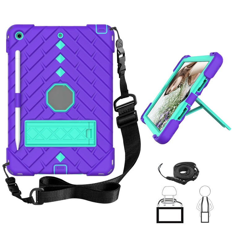 For iPad 10.2 2021 / 2020 / 2019 Shockproof Rhombus Robot PC + Silicone Protective Case with Holder & Shoulder Strap