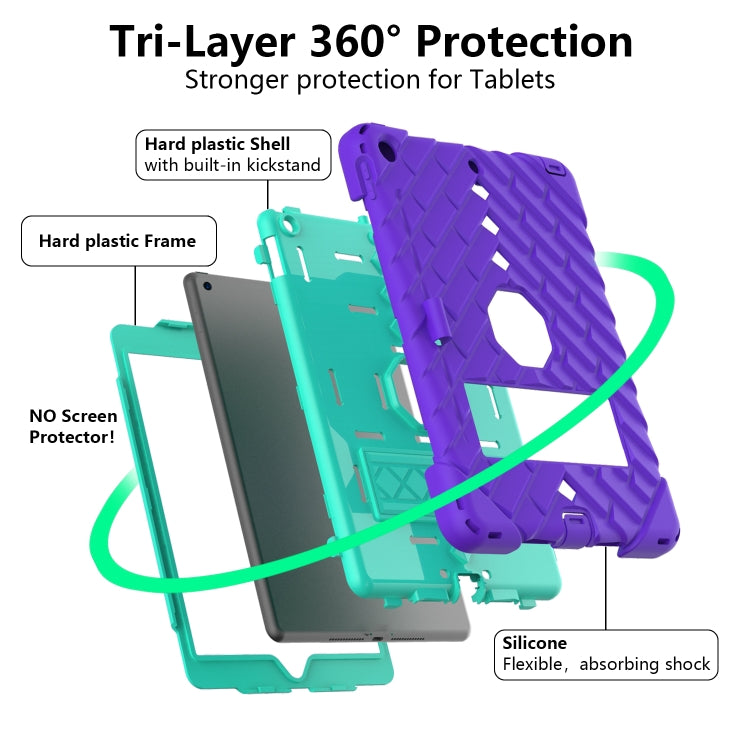 For iPad 10.2 2021 / 2020 / 2019 Shockproof Rhombus Robot PC + Silicone Protective Case with Holder & Shoulder Strap