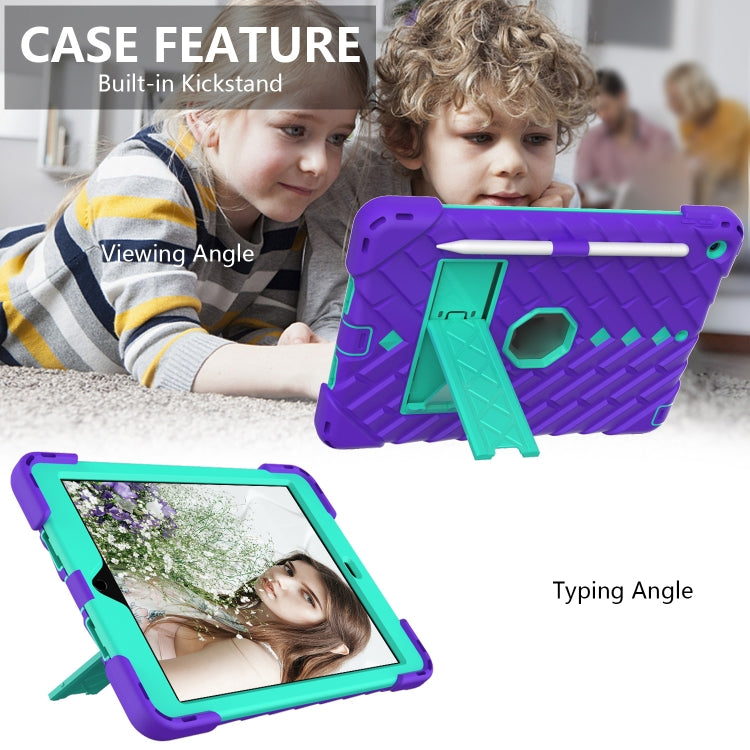 For iPad 10.2 2021 / 2020 / 2019 Shockproof Rhombus Robot PC + Silicone Protective Case with Holder & Shoulder Strap