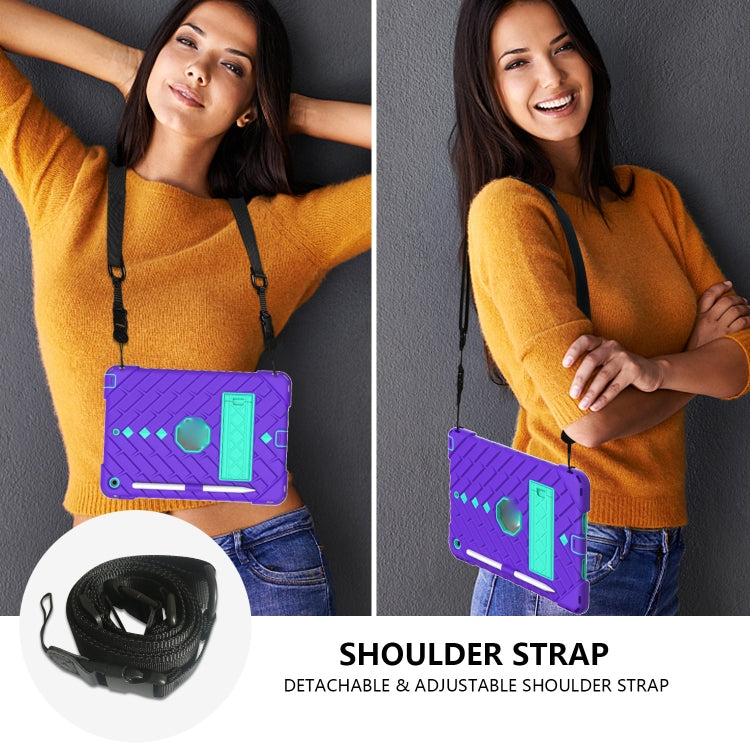 For iPad 10.2 2021 / 2020 / 2019 Shockproof Rhombus Robot PC + Silicone Protective Case with Holder & Shoulder Strap