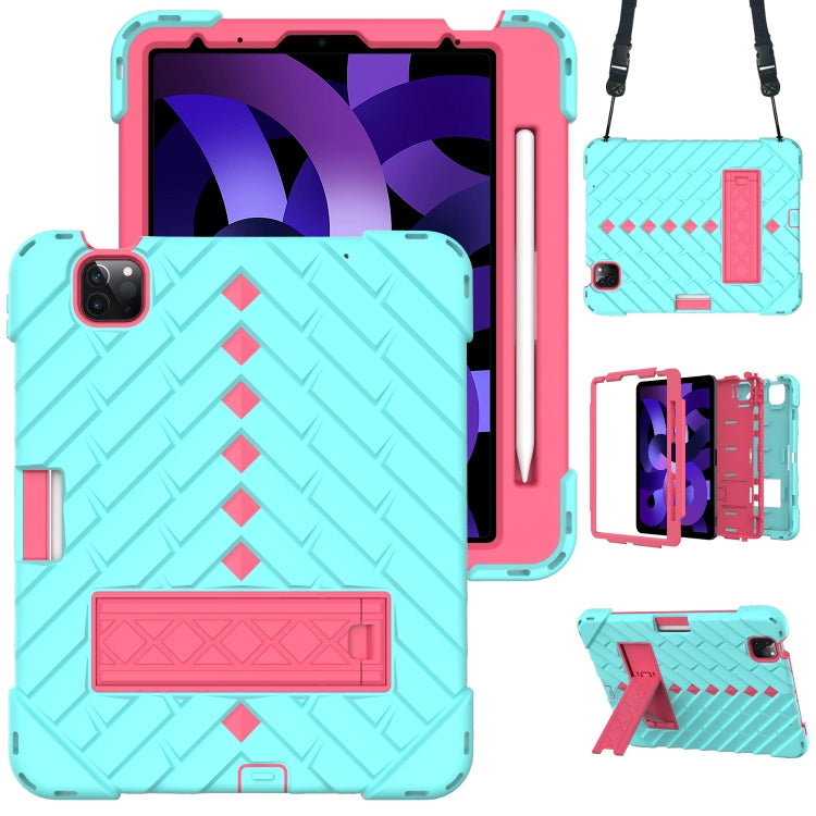 Shockproof Rhombus Robot PC + Silicone Protective Case with Holder & Shoulder Strap For iPad Air 2022 / 2020 10.9