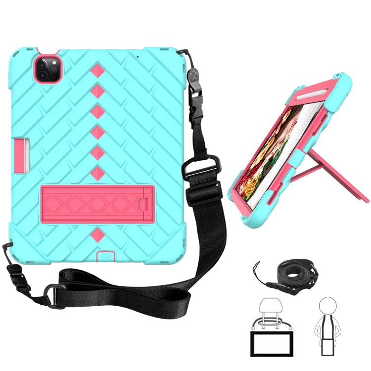 Shockproof Rhombus Robot PC + Silicone Protective Case with Holder & Shoulder Strap For iPad Air 2022 / 2020 10.9