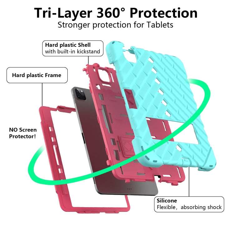 Shockproof Rhombus Robot PC + Silicone Protective Case with Holder & Shoulder Strap For iPad Air 2022 / 2020 10.9