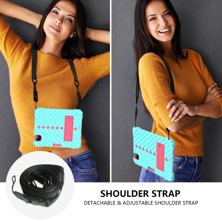 Shockproof Rhombus Robot PC + Silicone Protective Case with Holder & Shoulder Strap For iPad Air 2022 / 2020 10.9