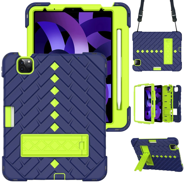 Shockproof Rhombus Robot PC + Silicone Protective Case with Holder & Shoulder Strap For iPad Air 2022 / 2020 10.9