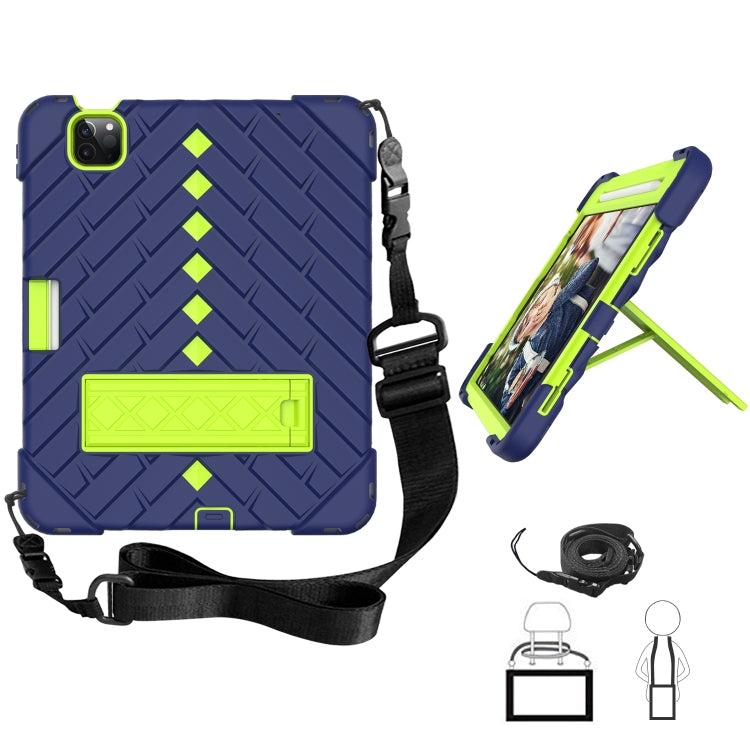 Shockproof Rhombus Robot PC + Silicone Protective Case with Holder & Shoulder Strap For iPad Air 2022 / 2020 10.9