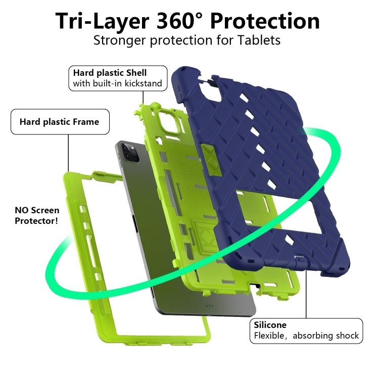 Shockproof Rhombus Robot PC + Silicone Protective Case with Holder & Shoulder Strap For iPad Air 2022 / 2020 10.9