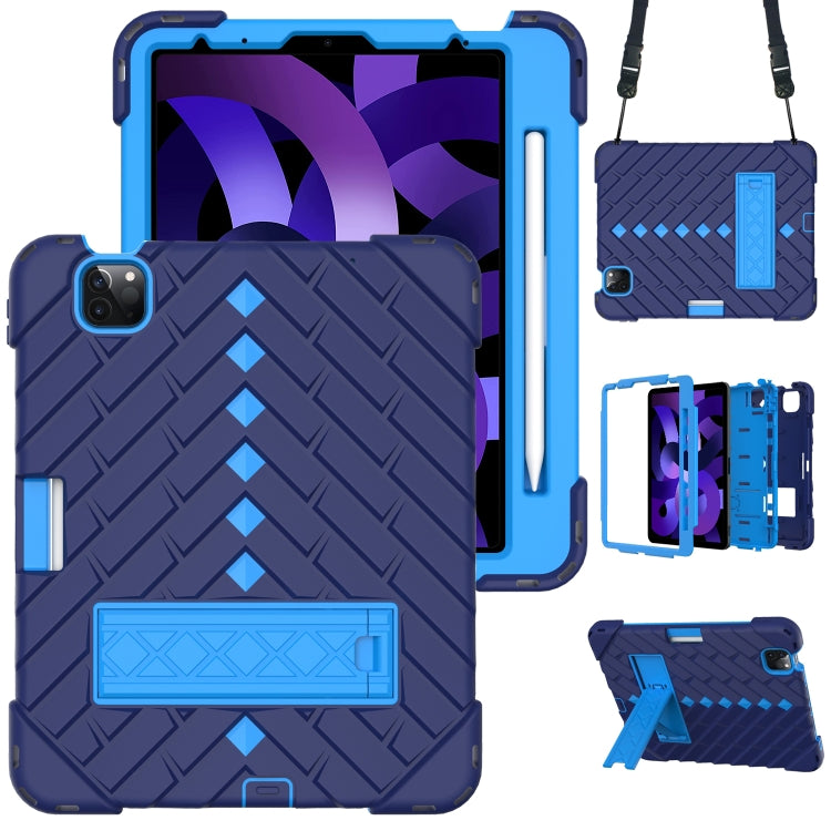Shockproof Rhombus Robot PC + Silicone Protective Case with Holder & Shoulder Strap For iPad Air 2022 / 2020 10.9