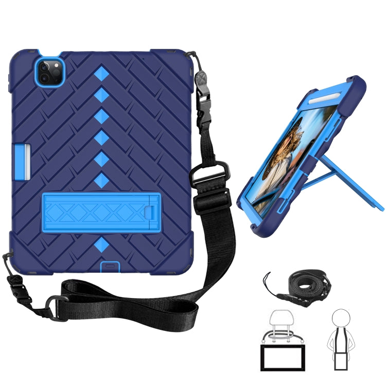 Shockproof Rhombus Robot PC + Silicone Protective Case with Holder & Shoulder Strap For iPad Air 2022 / 2020 10.9