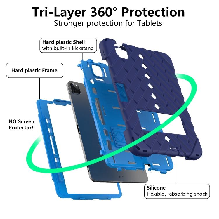 Shockproof Rhombus Robot PC + Silicone Protective Case with Holder & Shoulder Strap For iPad Air 2022 / 2020 10.9