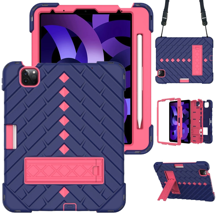 Shockproof Rhombus Robot PC + Silicone Protective Case with Holder & Shoulder Strap For iPad Air 2022 / 2020 10.9