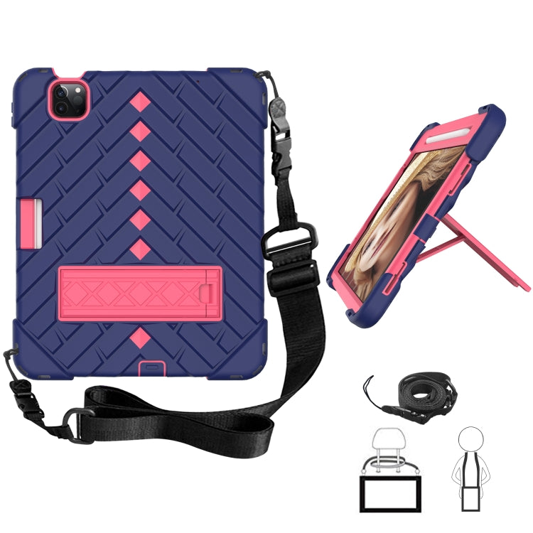 Shockproof Rhombus Robot PC + Silicone Protective Case with Holder & Shoulder Strap For iPad Air 2022 / 2020 10.9