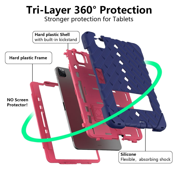 Shockproof Rhombus Robot PC + Silicone Protective Case with Holder & Shoulder Strap For iPad Air 2022 / 2020 10.9