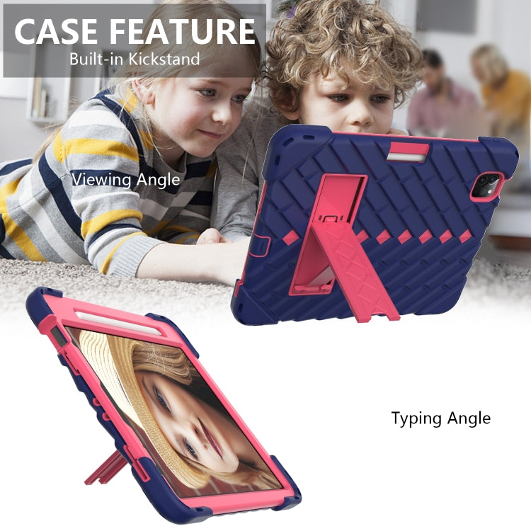 Shockproof Rhombus Robot PC + Silicone Protective Case with Holder & Shoulder Strap For iPad Air 2022 / 2020 10.9