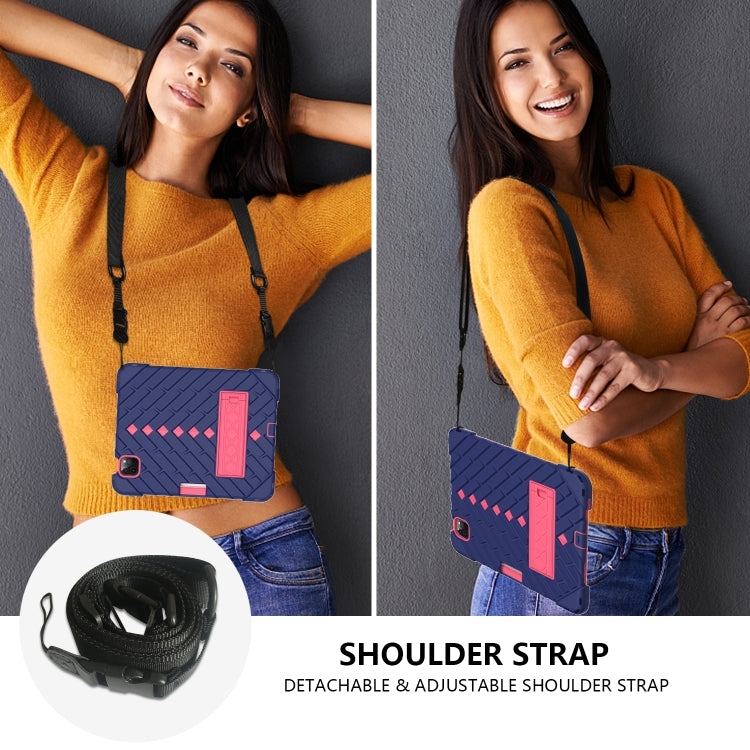 Shockproof Rhombus Robot PC + Silicone Protective Case with Holder & Shoulder Strap For iPad Air 2022 / 2020 10.9