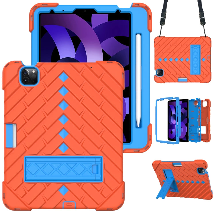 Shockproof Rhombus Robot PC + Silicone Protective Case with Holder & Shoulder Strap For iPad Air 2022 / 2020 10.9