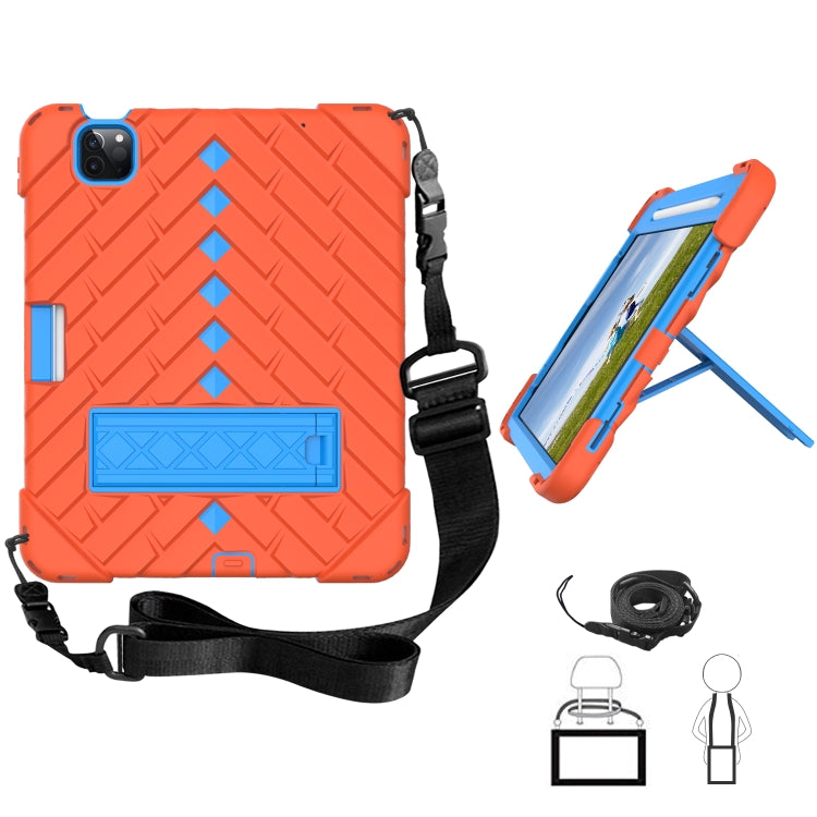 Shockproof Rhombus Robot PC + Silicone Protective Case with Holder & Shoulder Strap For iPad Air 2022 / 2020 10.9
