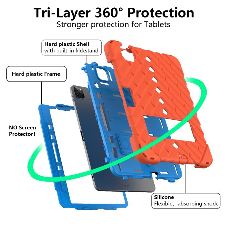 Shockproof Rhombus Robot PC + Silicone Protective Case with Holder & Shoulder Strap For iPad Air 2022 / 2020 10.9