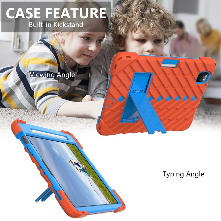 Shockproof Rhombus Robot PC + Silicone Protective Case with Holder & Shoulder Strap For iPad Air 2022 / 2020 10.9