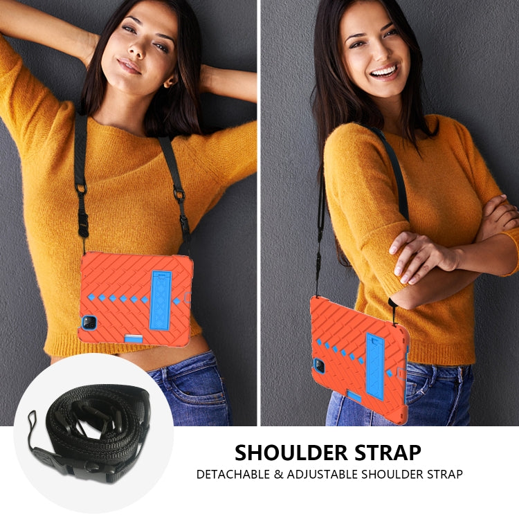 Shockproof Rhombus Robot PC + Silicone Protective Case with Holder & Shoulder Strap For iPad Air 2022 / 2020 10.9