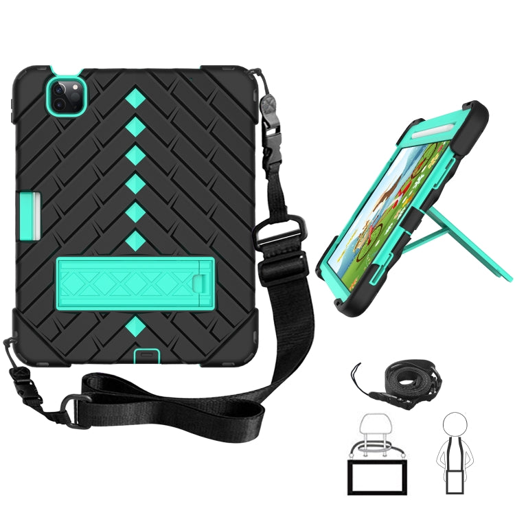 Shockproof Rhombus Robot PC + Silicone Protective Case with Holder & Shoulder Strap For iPad Air 2022 / 2020 10.9
