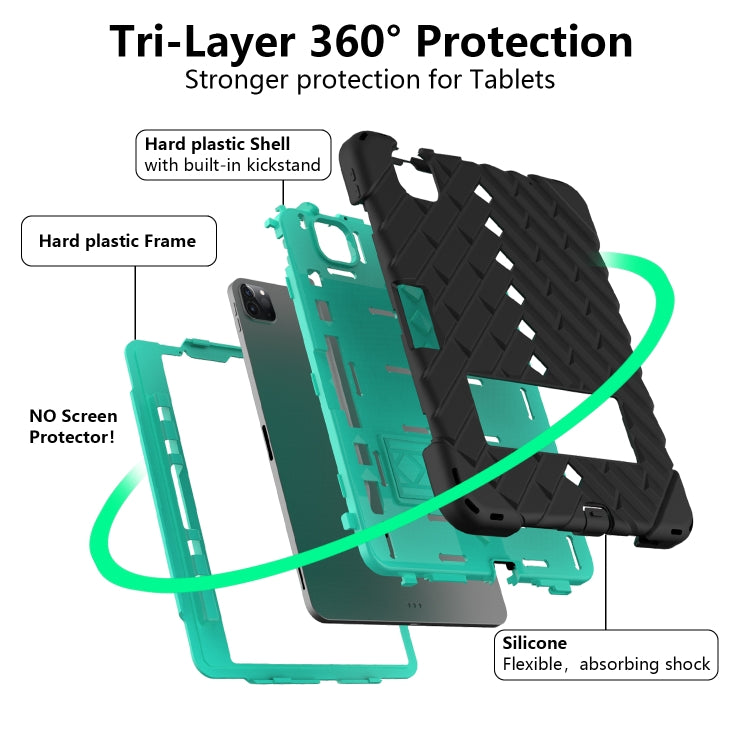 Shockproof Rhombus Robot PC + Silicone Protective Case with Holder & Shoulder Strap For iPad Air 2022 / 2020 10.9
