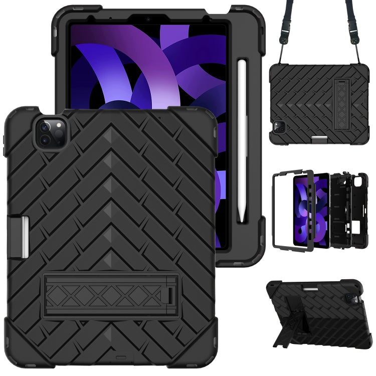 Shockproof Rhombus Robot PC + Silicone Protective Case with Holder & Shoulder Strap For iPad Air 2022 / 2020 10.9