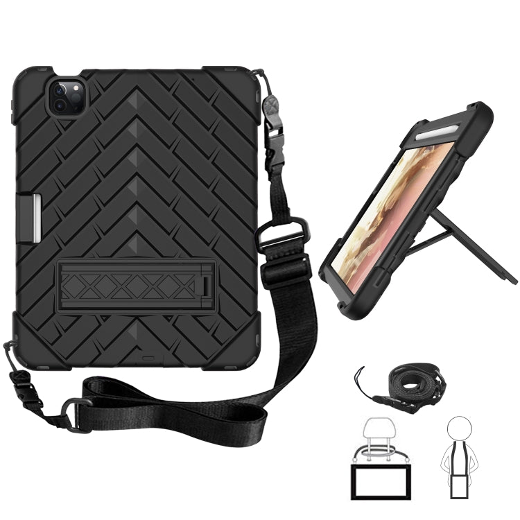 Shockproof Rhombus Robot PC + Silicone Protective Case with Holder & Shoulder Strap For iPad Air 2022 / 2020 10.9